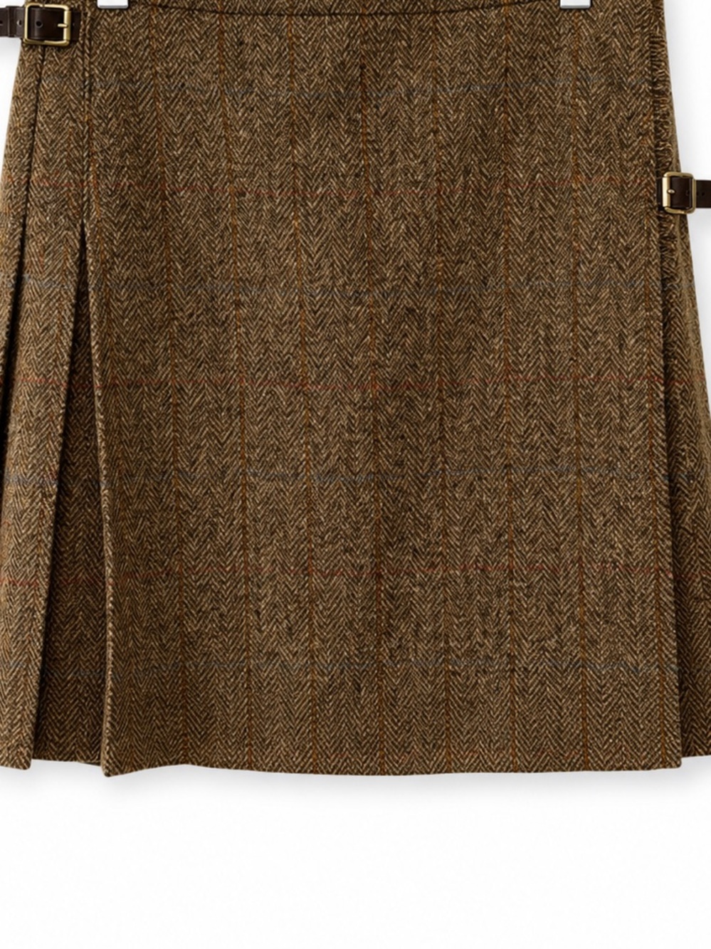 Harris Tweed Wool Wrap Skirt - Brown skirt